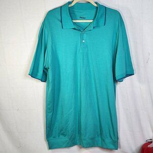 King Size Brand Teal Trimmed in Ocean Blue Short Sleeved Polo Shirt Size XL Big
